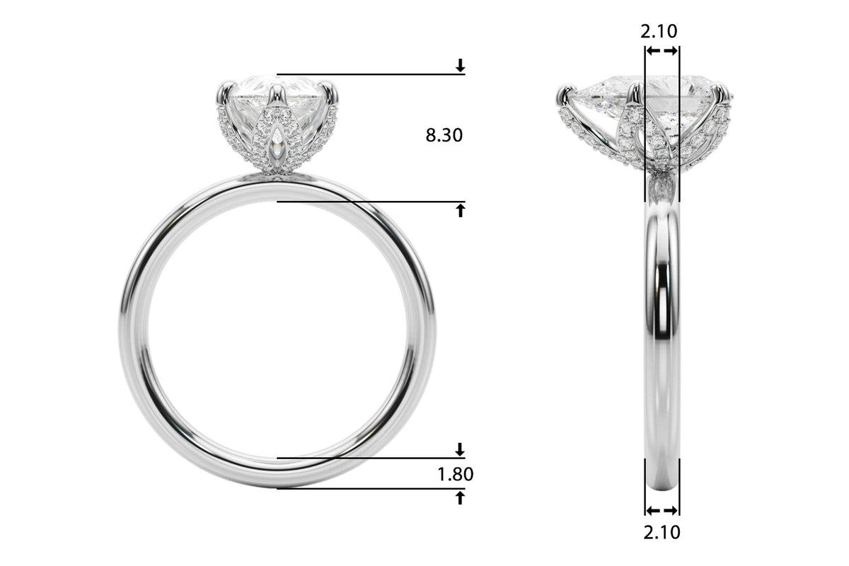 Resplendent Sidestone Pear Diamond Engagement Ring in 10K/14K gold and platinum with certified lab-grown or natural diamonds