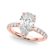 Cherished Sidestone Pear Diamond Engagement Ring in 10K/14K gold and platinum with certified lab-grown or natural diamonds