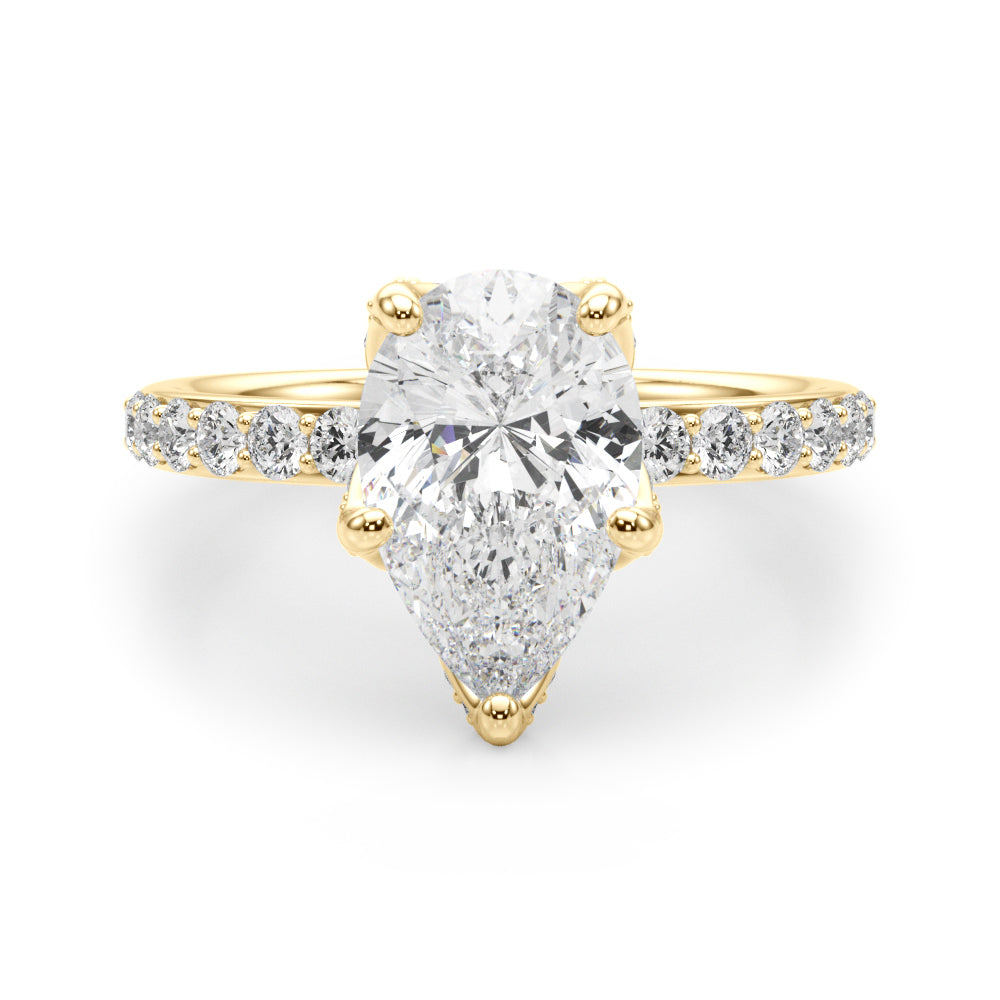 Cherished Sidestone Pear Diamond Engagement Ring in 10K/14K gold and platinum with certified lab-grown or natural diamonds