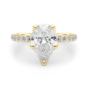 Cherished Sidestone Pear Diamond Engagement Ring in 10K/14K gold and platinum with certified lab-grown or natural diamonds