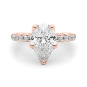 Cherished Sidestone Pear Diamond Engagement Ring in 10K/14K gold and platinum with certified lab-grown or natural diamonds