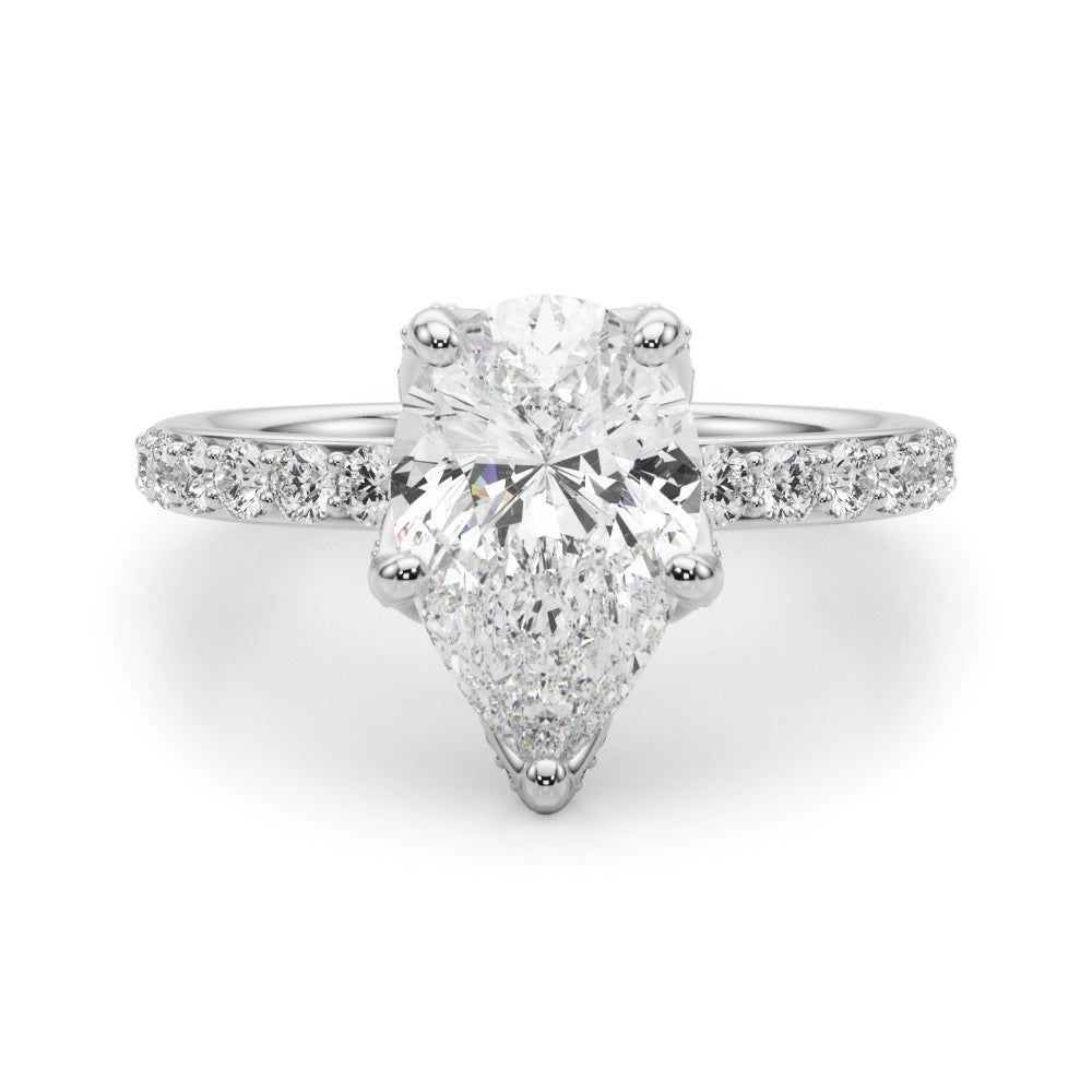 Cherished Sidestone Pear Diamond Engagement Ring in 10K/14K gold and platinum with certified lab-grown or natural diamonds