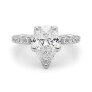 Cherished Sidestone Pear Diamond Engagement Ring in 10K/14K gold and platinum with certified lab-grown or natural diamonds