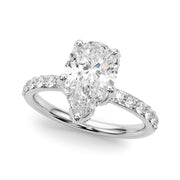 Cherished Sidestone Pear Diamond Engagement Ring in 10K/14K gold and platinum with certified lab-grown or natural diamonds