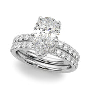 Cherished Sidestone Pear Diamond Engagement Ring in 10K/14K gold and platinum with certified lab-grown or natural diamonds