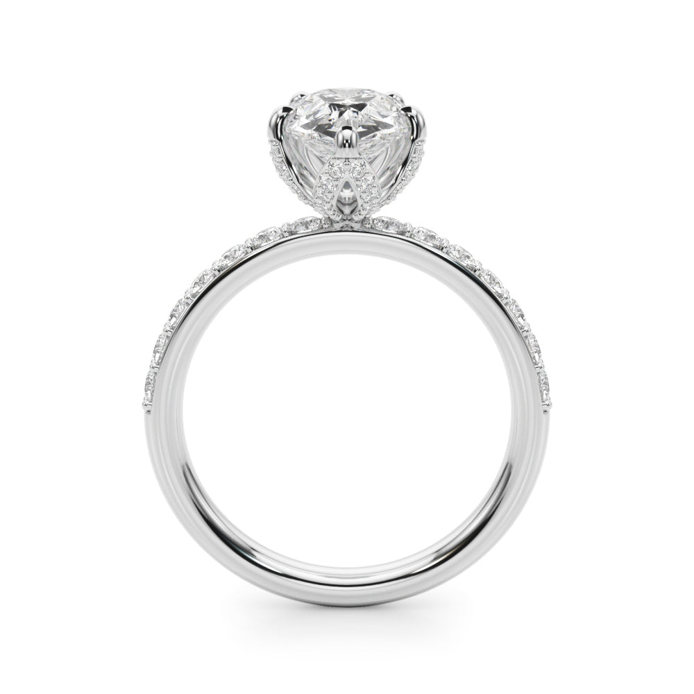 Cherished Sidestone Pear Diamond Engagement Ring in 10K/14K gold and platinum with certified lab-grown or natural diamonds
