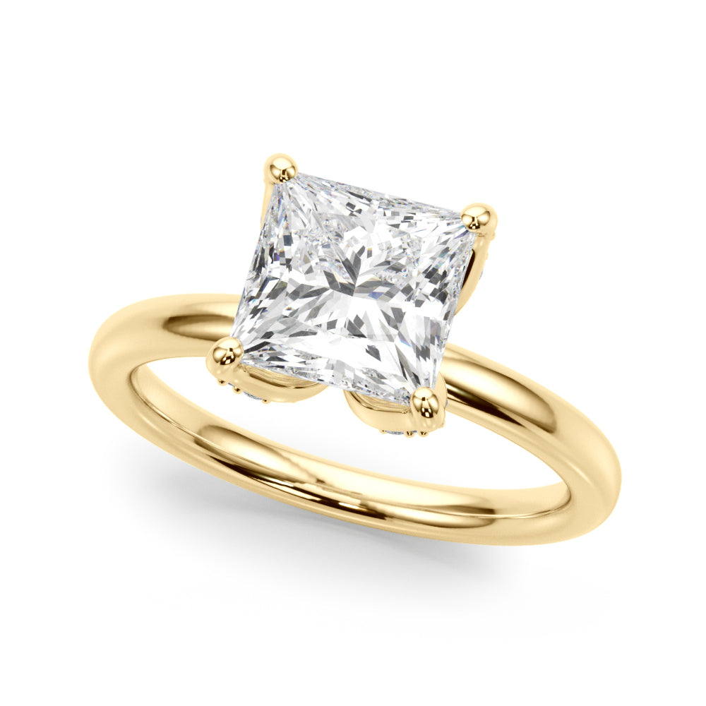 Noble Sidestone Princess Diamond Engagement Ring in 10K/14K gold and platinum with certified lab-grown or natural diamonds