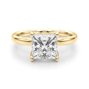 Noble Sidestone Princess Diamond Engagement Ring in 10K/14K gold and platinum with certified lab-grown or natural diamonds