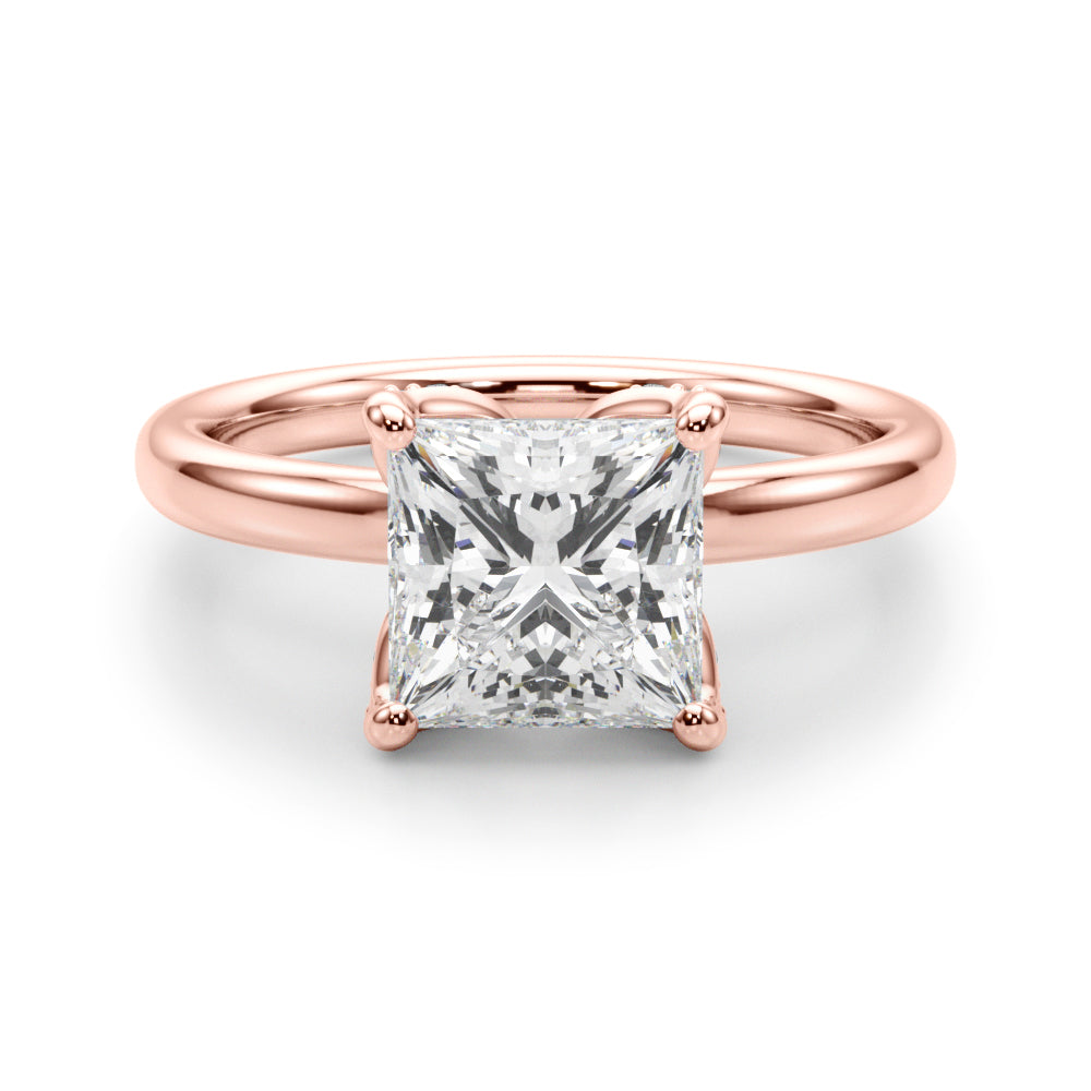 Noble Sidestone Princess Diamond Engagement Ring in 10K/14K gold and platinum with certified lab-grown or natural diamonds