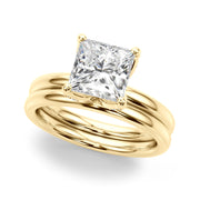Noble Sidestone Princess Diamond Engagement Ring in 10K/14K gold and platinum with certified lab-grown or natural diamonds