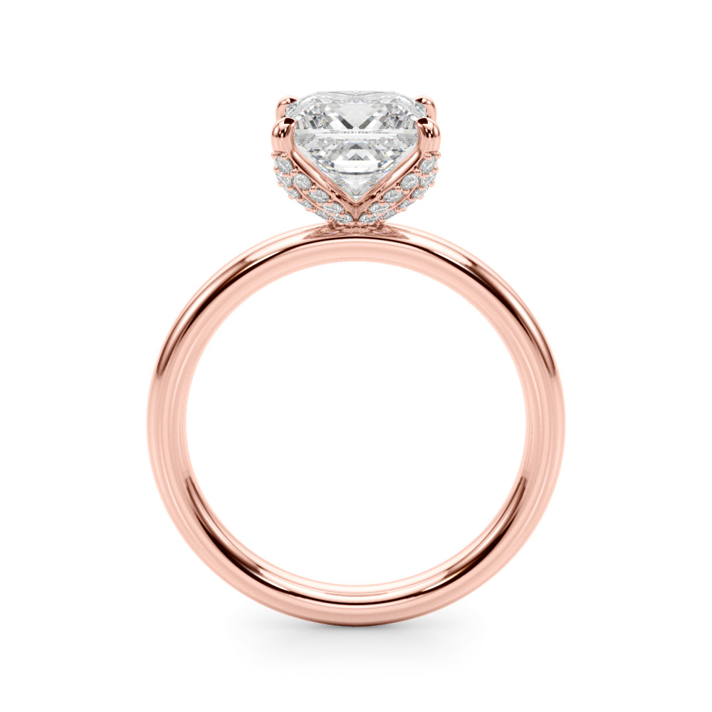 Noble Sidestone Princess Diamond Engagement Ring in 10K/14K gold and platinum with certified lab-grown or natural diamonds