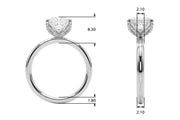 Noble Sidestone Princess Diamond Engagement Ring in 10K/14K gold and platinum with certified lab-grown or natural diamonds
