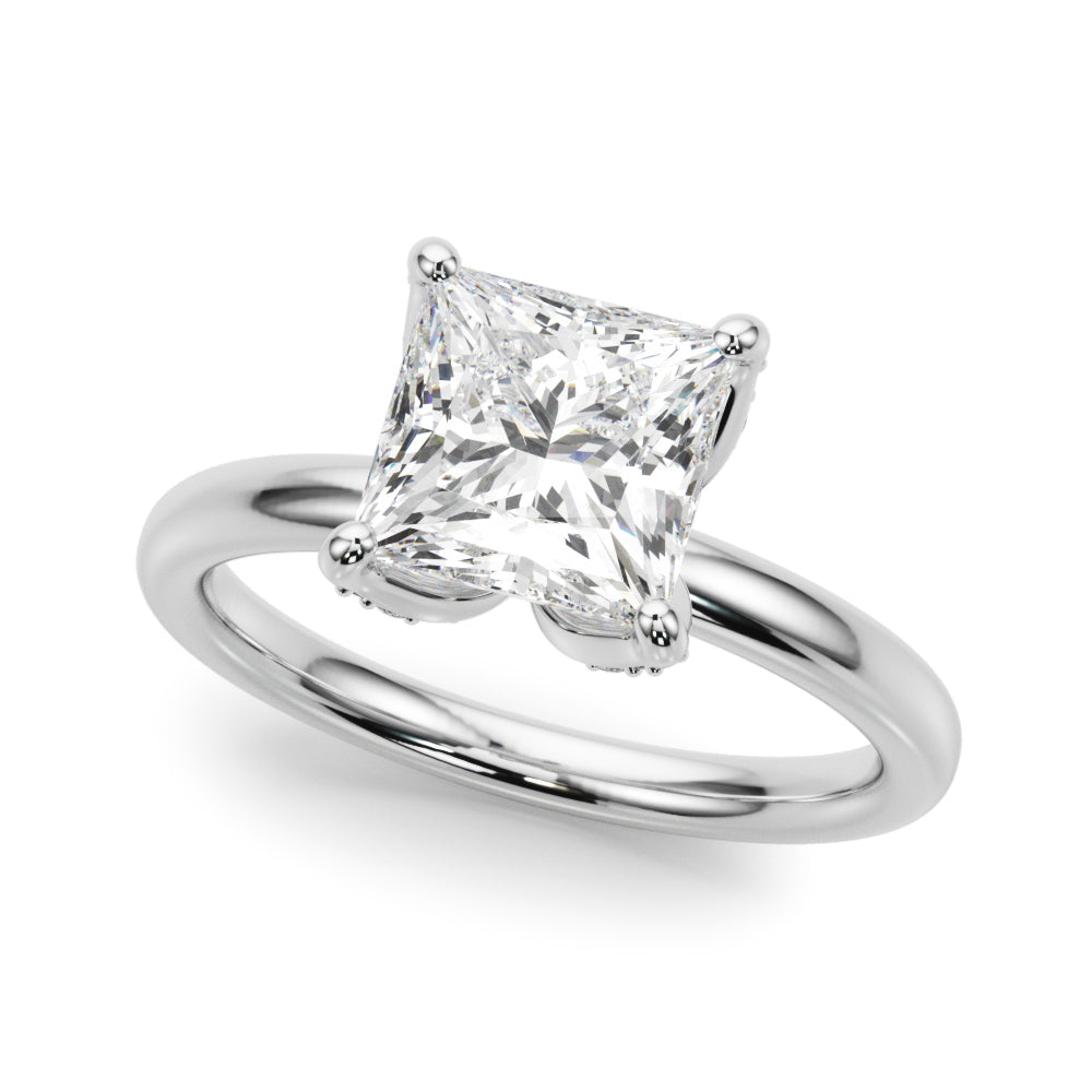 Noble Sidestone Princess Diamond Engagement Ring in 10K/14K gold and platinum with certified lab-grown or natural diamonds
