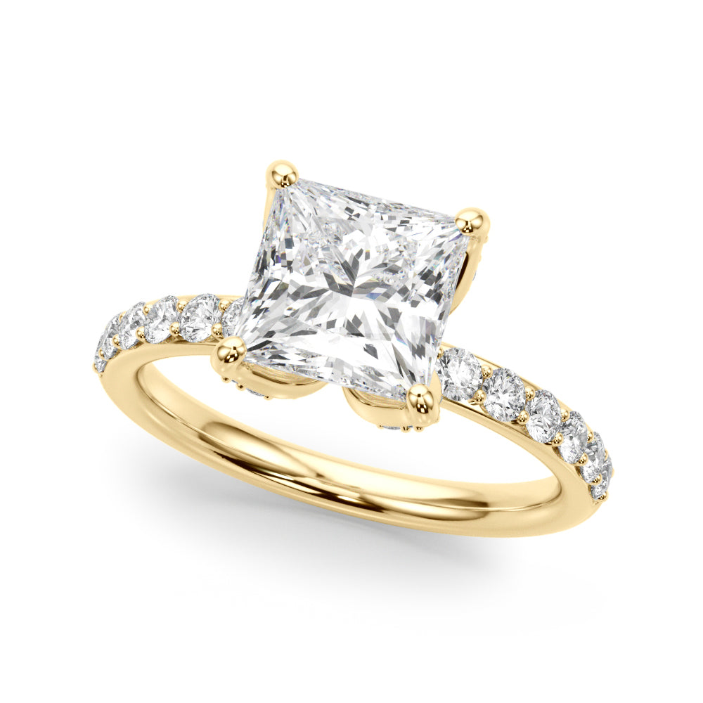 Classic Sidestone Princess Diamond Engagement Ring in 10K/14K gold and platinum with certified lab-grown or natural diamonds