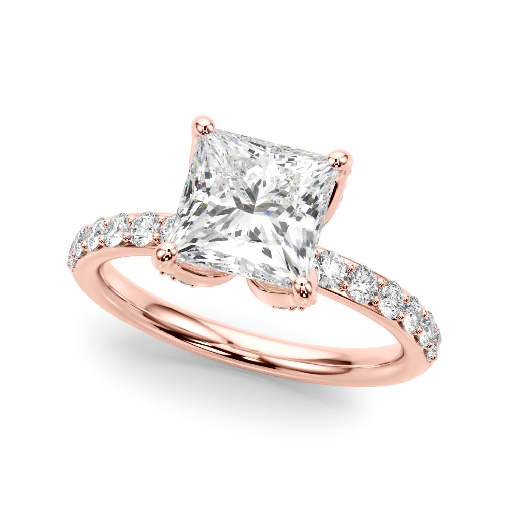 Classic Sidestone Princess Diamond Engagement Ring in 10K/14K gold and platinum with certified lab-grown or natural diamonds