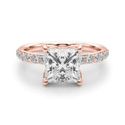 Classic Sidestone Princess Diamond Engagement Ring in 10K/14K gold and platinum with certified lab-grown or natural diamonds