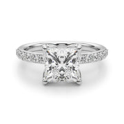 Classic Sidestone Princess Diamond Engagement Ring in 10K/14K gold and platinum with certified lab-grown or natural diamonds