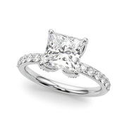 Classic Sidestone Princess Diamond Engagement Ring in 10K/14K gold and platinum with certified lab-grown or natural diamonds