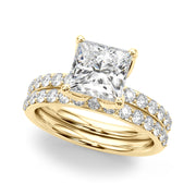 Classic Sidestone Princess Diamond Engagement Ring in 10K/14K gold and platinum with certified lab-grown or natural diamonds