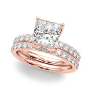 Classic Sidestone Princess Diamond Engagement Ring in 10K/14K gold and platinum with certified lab-grown or natural diamonds