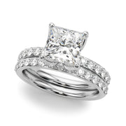 Classic Sidestone Princess Diamond Engagement Ring in 10K/14K gold and platinum with certified lab-grown or natural diamonds