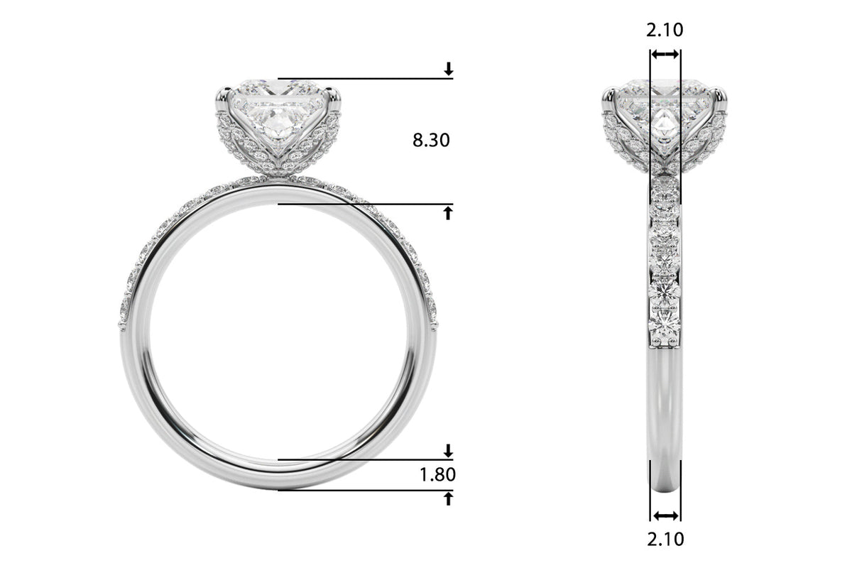 Classic Sidestone Princess Diamond Engagement Ring in 10K/14K gold and platinum with certified lab-grown or natural diamonds