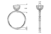 Classic Sidestone Princess Diamond Engagement Ring in 10K/14K gold and platinum with certified lab-grown or natural diamonds