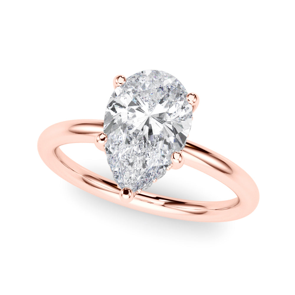 Iconic Sidestone Pear Diamond Engagement Ring â€” 10K/14K Gold & Platinum