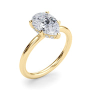 Iconic Sidestone Pear Diamond Engagement Ring â€” 10K/14K Gold & Platinum