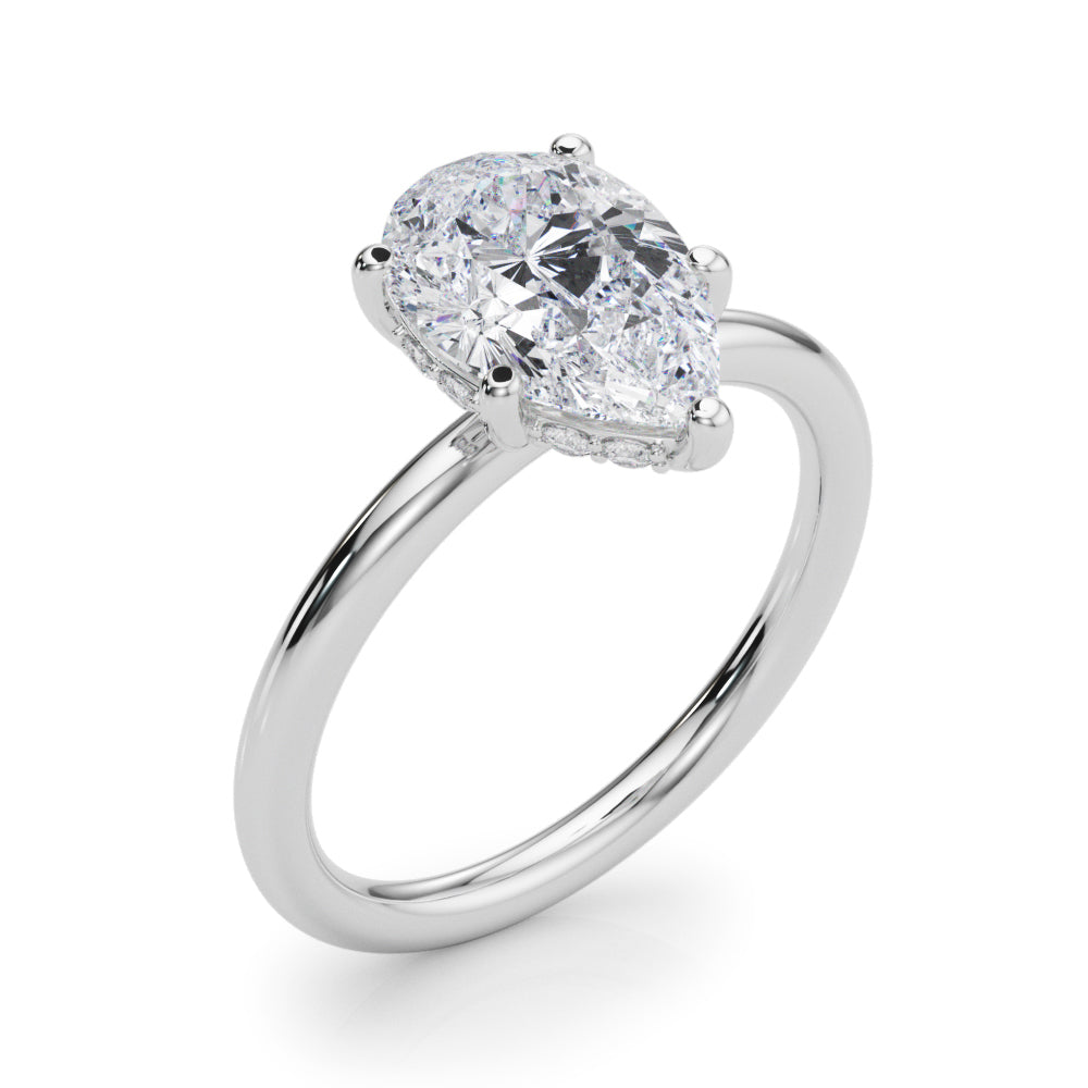 Iconic Sidestone Pear Diamond Engagement Ring â€” 10K/14K Gold & Platinum