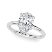 Iconic Sidestone Pear Diamond Engagement Ring â€” 10K/14K Gold & Platinum