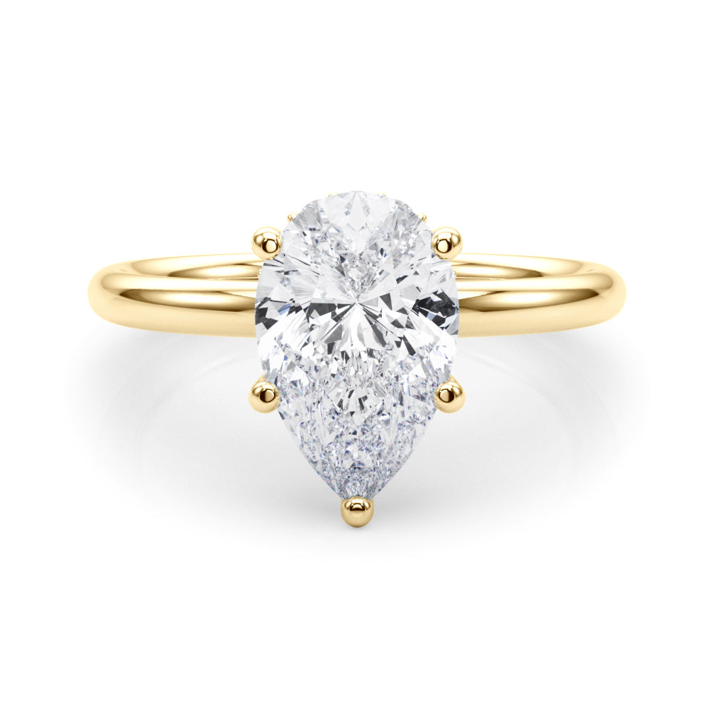 Iconic Sidestone Pear Diamond Engagement Ring â€” 10K/14K Gold & Platinum