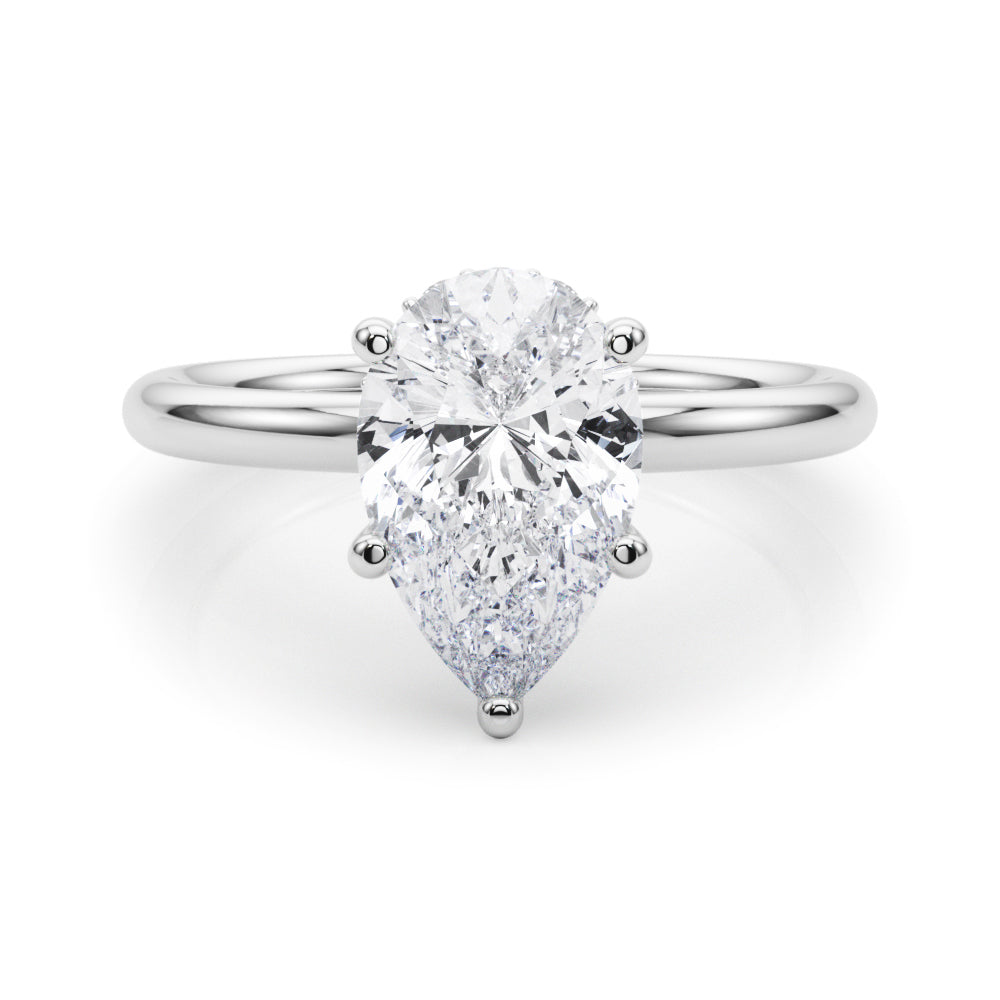 Iconic Sidestone Pear Diamond Engagement Ring â€” 10K/14K Gold & Platinum