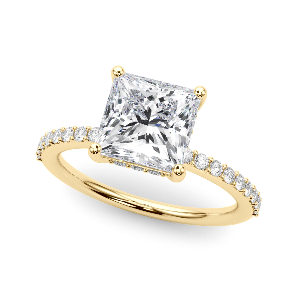 Signature Sidestone Princess Diamond Engagement Ring in 10K/14K gold and platinum with certified lab-grown or natural diamonds