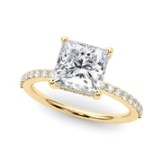 Signature Sidestone Princess Diamond Engagement Ring in 10K/14K gold and platinum with certified lab-grown or natural diamonds