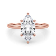 Artisan Sidestone Marquise Diamond Engagement Ring in 10K/14K gold and platinum with certified lab-grown or natural diamonds