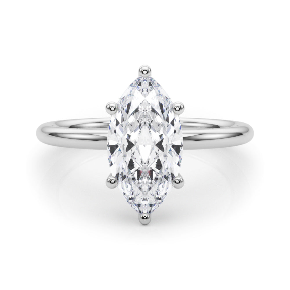 Artisan Sidestone Marquise Diamond Engagement Ring in 10K/14K gold and platinum with certified lab-grown or natural diamonds