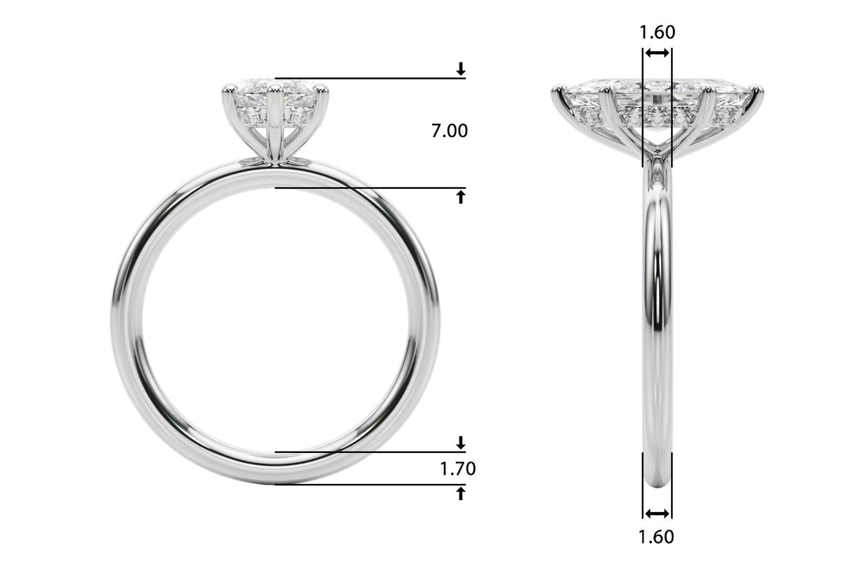Artisan Sidestone Marquise Diamond Engagement Ring in 10K/14K gold and platinum with certified lab-grown or natural diamonds