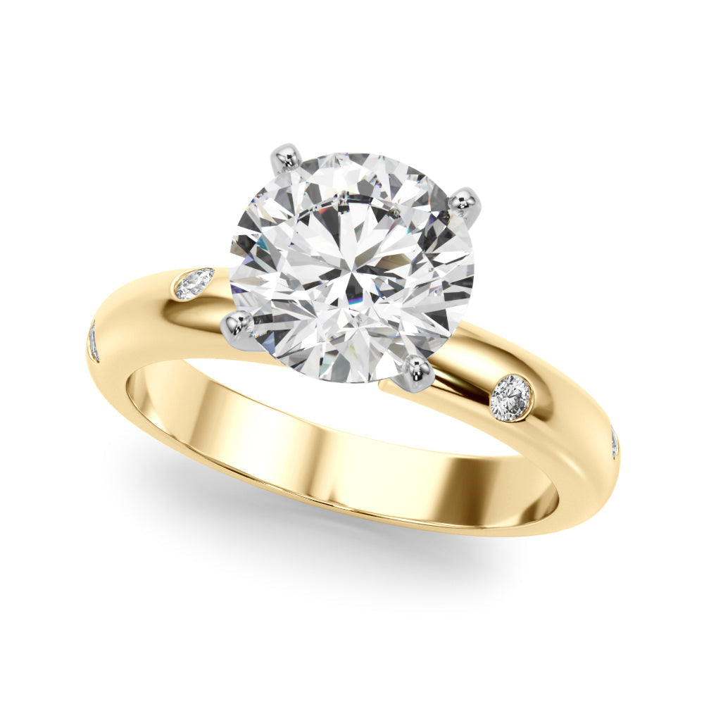 Lustrous Bands Straight Round Diamond Engagement Ring â€” 10K/14K Gold & Platinum
