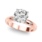 Lustrous Bands Straight Round Diamond Engagement Ring â€” 10K/14K Gold & Platinum