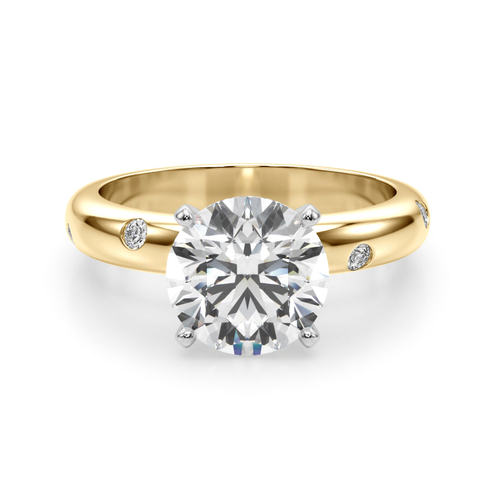 Lustrous Bands Straight Round Diamond Engagement Ring â€” 10K/14K Gold & Platinum