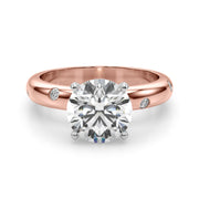 Lustrous Bands Straight Round Diamond Engagement Ring â€” 10K/14K Gold & Platinum