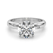 Lustrous Bands Straight Round Diamond Engagement Ring â€” 10K/14K Gold & Platinum