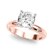 Lustrous Bands Straight Round Diamond Engagement Ring â€” 10K/14K Gold & Platinum