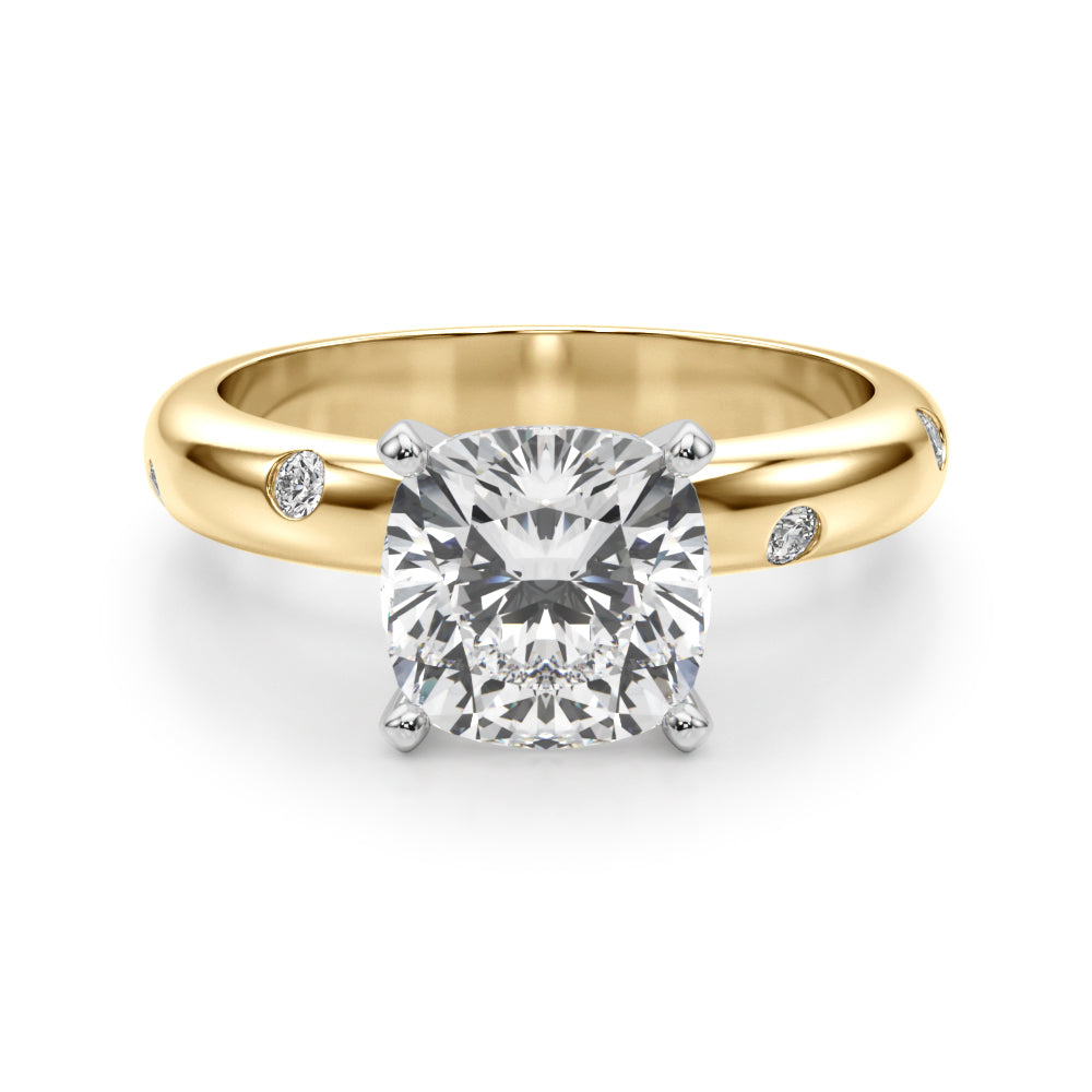 Lustrous Bands Straight Round Diamond Engagement Ring â€” 10K/14K Gold & Platinum
