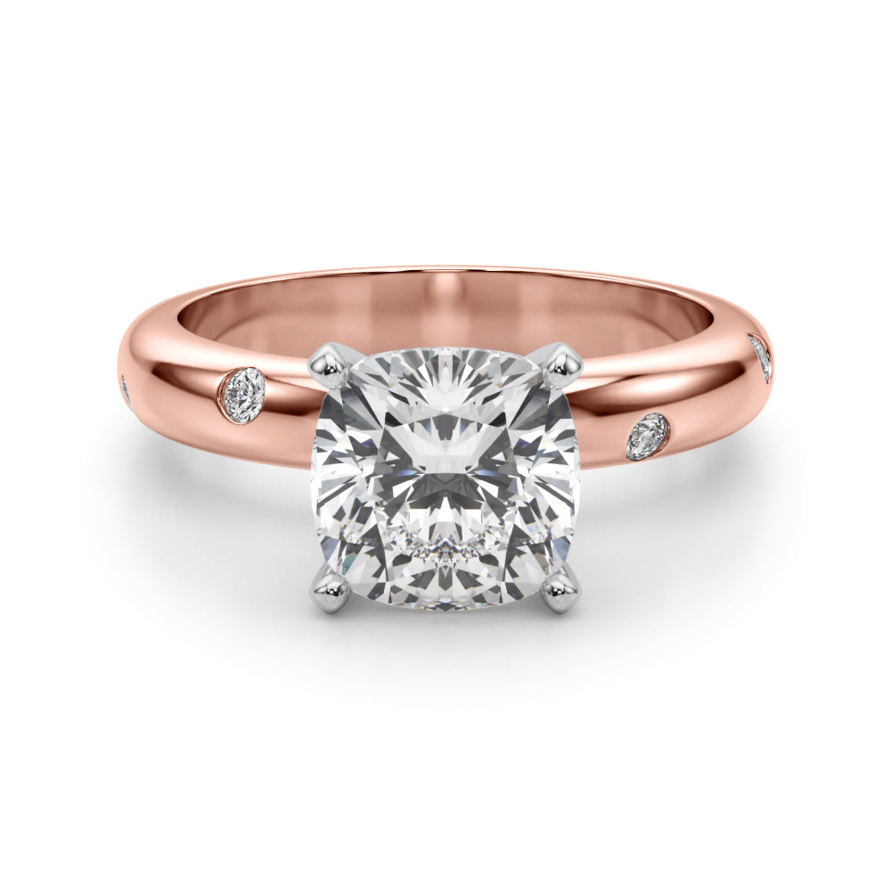 Lustrous Bands Straight Round Diamond Engagement Ring â€” 10K/14K Gold & Platinum