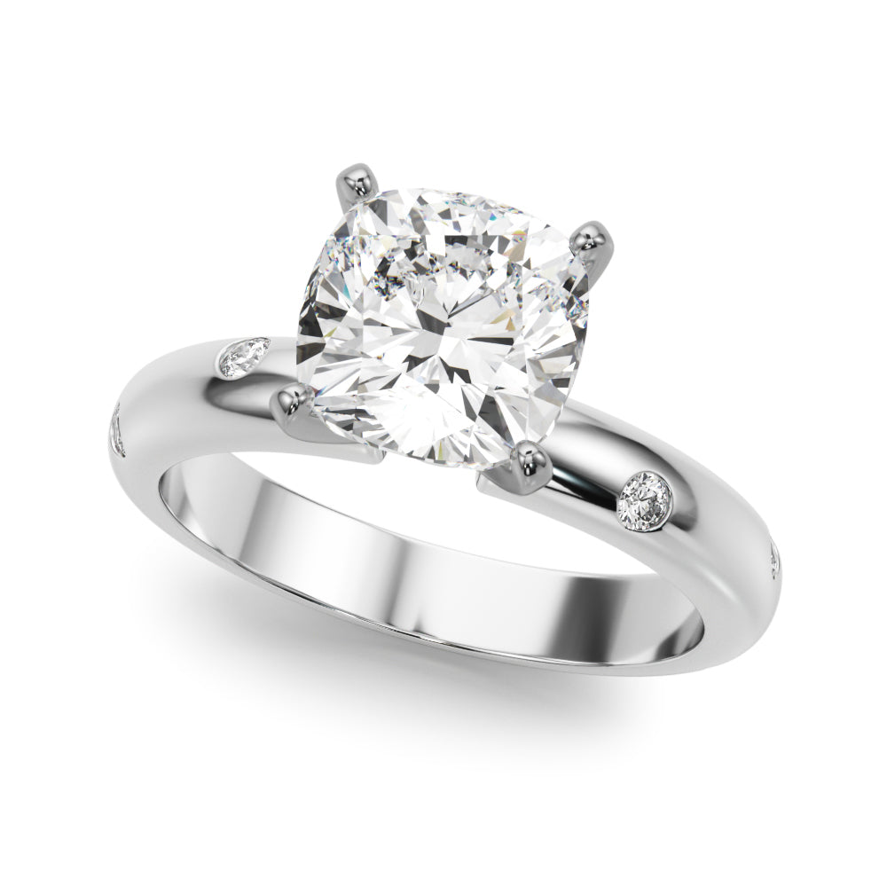 Lustrous Bands Straight Round Diamond Engagement Ring â€” 10K/14K Gold & Platinum