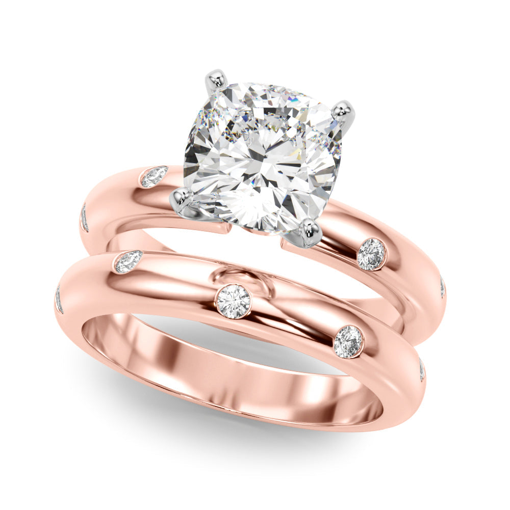 Lustrous Bands Straight Round Diamond Engagement Ring â€” 10K/14K Gold & Platinum
