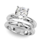 Lustrous Bands Straight Round Diamond Engagement Ring â€” 10K/14K Gold & Platinum