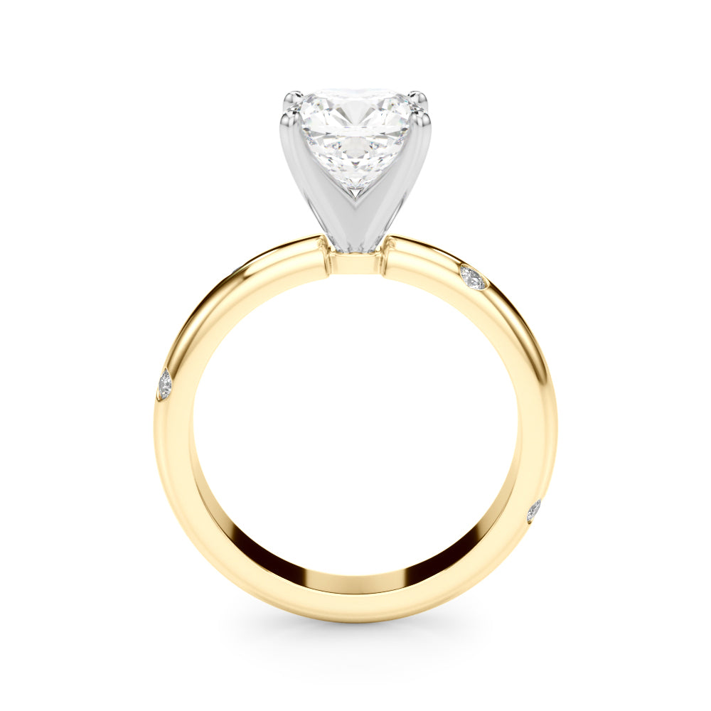 Lustrous Bands Straight Round Diamond Engagement Ring â€” 10K/14K Gold & Platinum